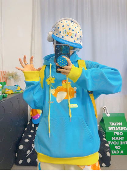 KURIOSITAET - Blue Embroidered Hoodie hoodie KURIOSITAET