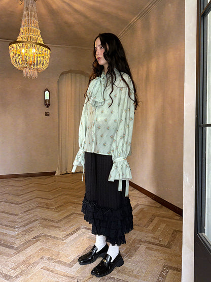 Daytoday Everyday Institute – Vintage Bow Jacquard Blouse blouse daytoday everyday institute