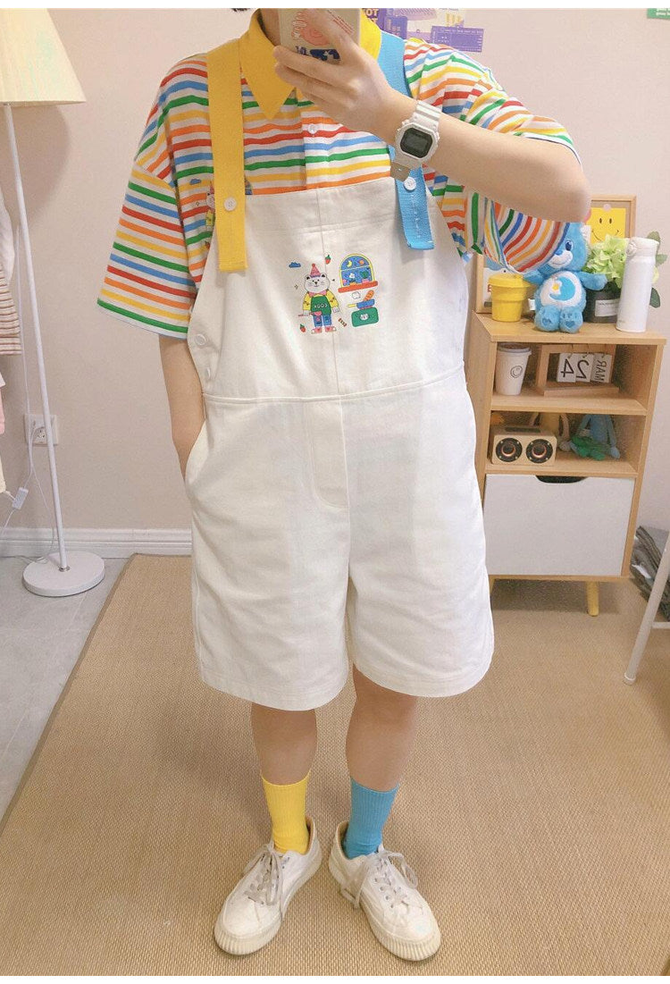 KURIOSITAET - Rainbow Stripe Polo Tee shirt KURIOSITAET