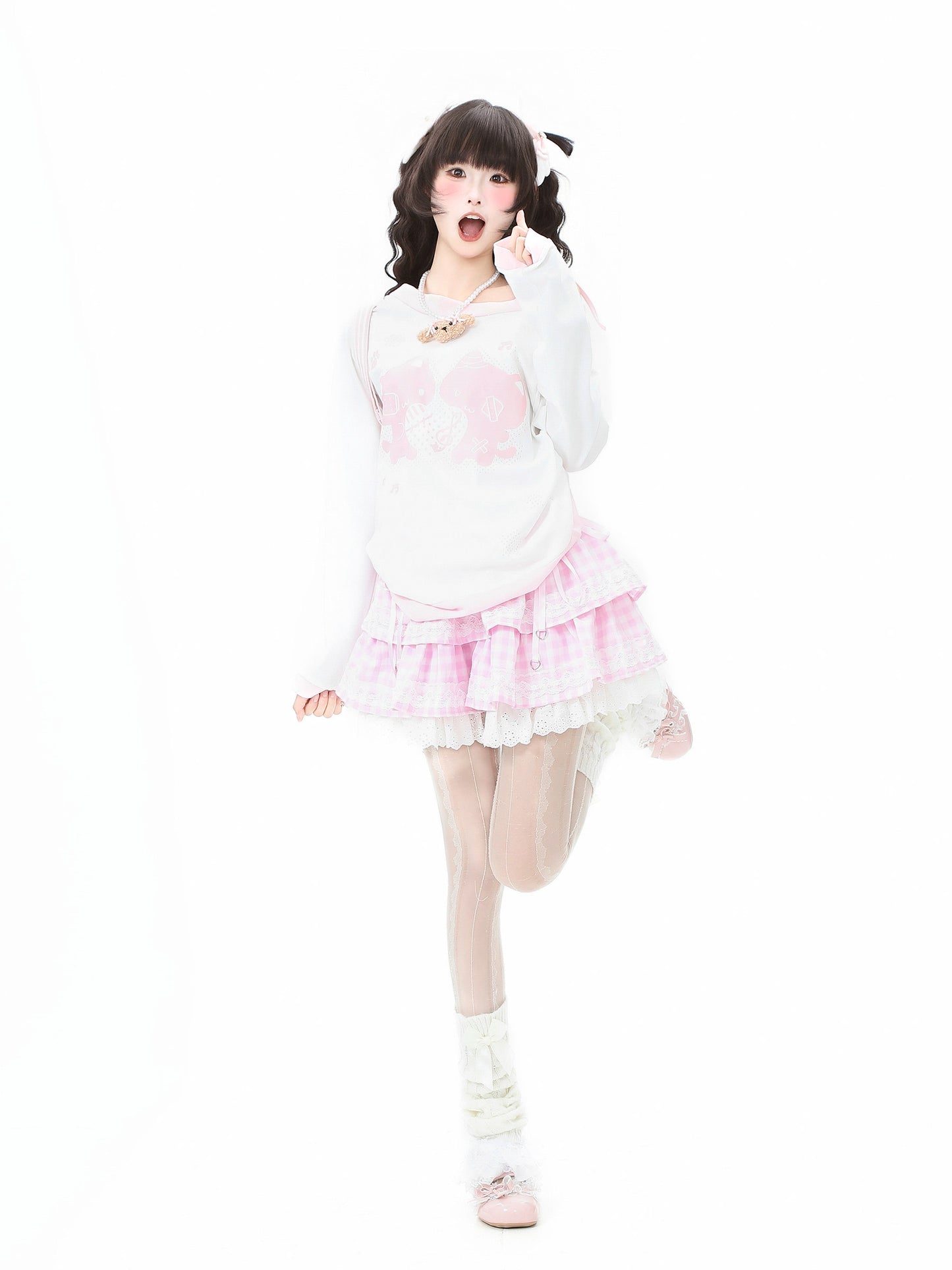 Languid Park - Plaid Lace Up Puff Skirt Land Decora