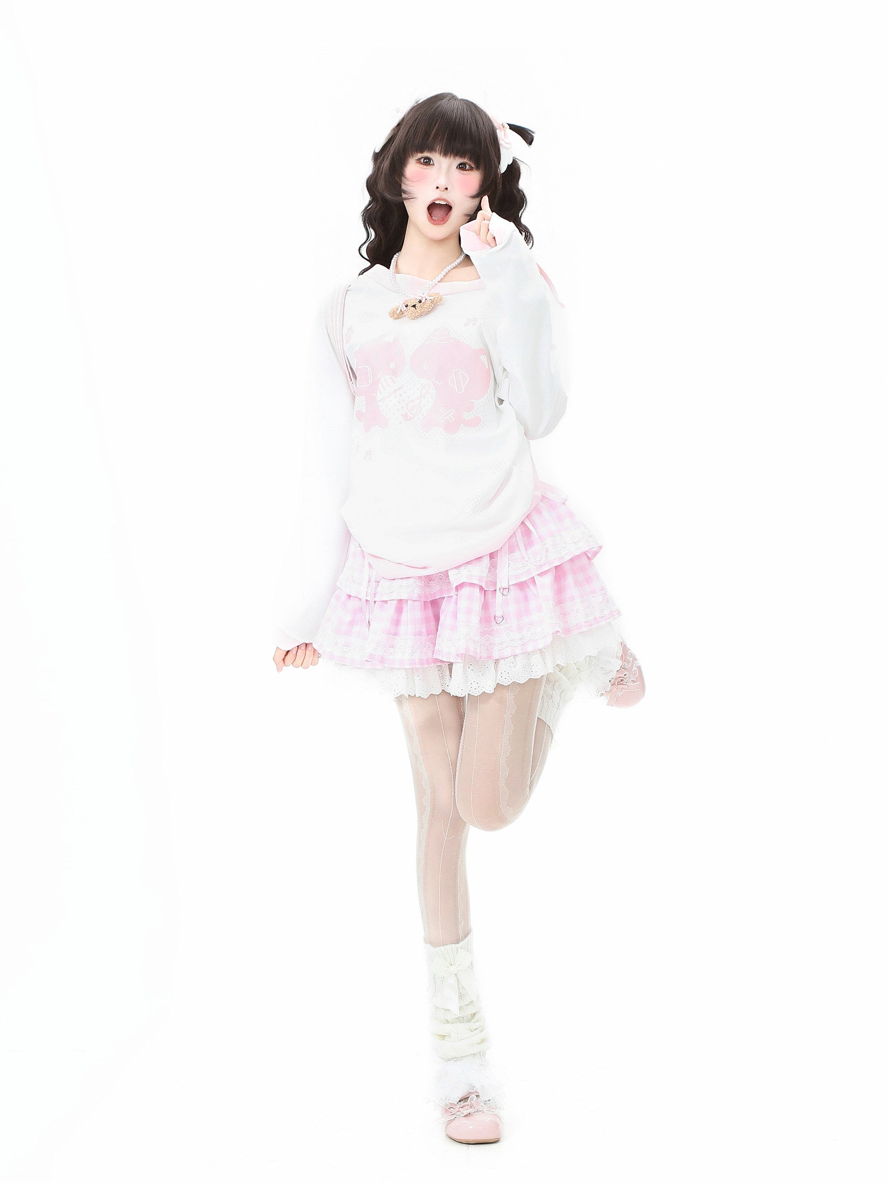Languid Park - Plaid Lace Up Puff Skirt Land Decora