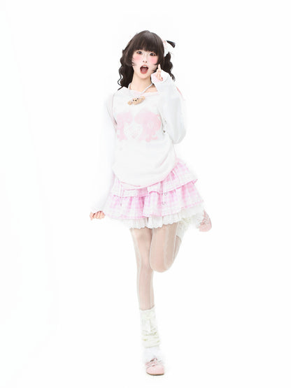 Languid Park - Plaid Lace Up Puff Skirt Land Decora