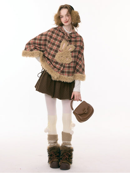 ziziFei - Girly Kei Bunny Plaid Cape Coat cape ziziFei