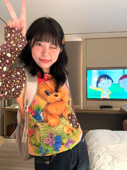 BodyTalk - Y2K Vintage Puppy Print Top shirt bodytalk