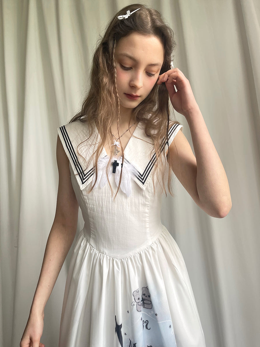 daytoday everyday institute - Kawaii Sleeveless Sailor Dress dress daytoday everyday institute