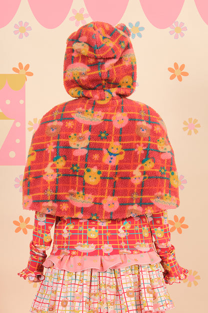 NIKKOU - Kawaii Bear Ear Fleece Cape with Hood cape Nikkou home