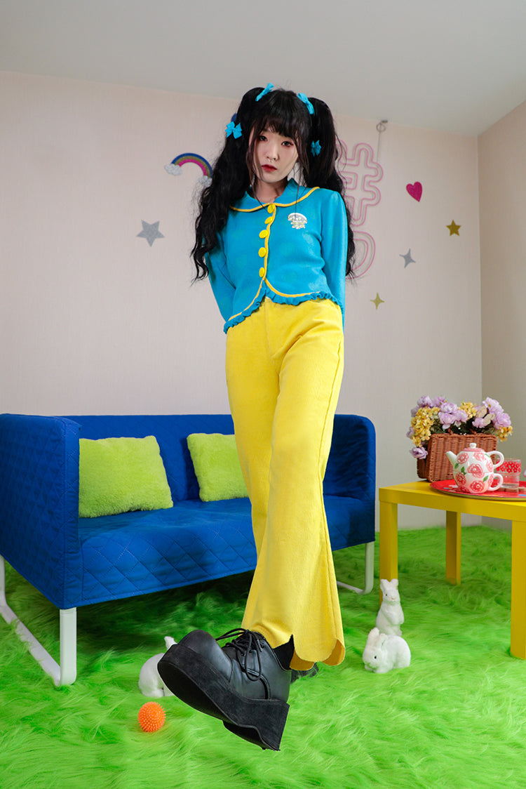 スカート Hashtag DDD Simple Thin Solid Color Green Petal Flared Pants Womens Flared Trousers with Pleated Design - Green | Benetton