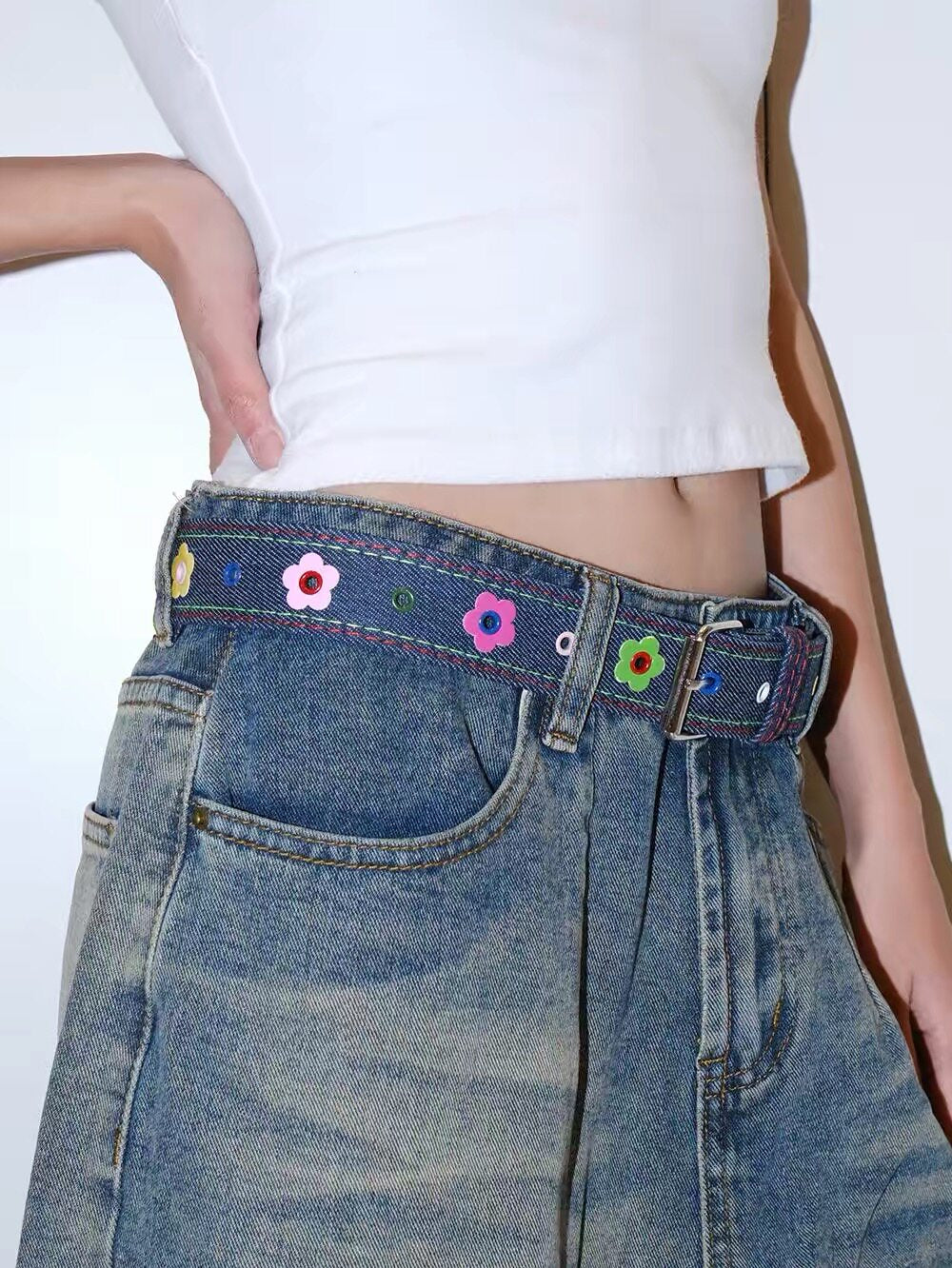 Kiwi Store - Y2K Colorful Plaid Denim Belt belt kiwi store