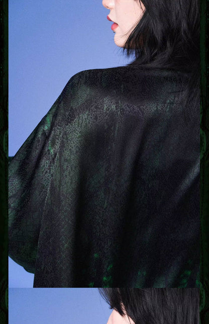 Monsssstar - Dark Green Snake Print Shirt shirt Monsssstar