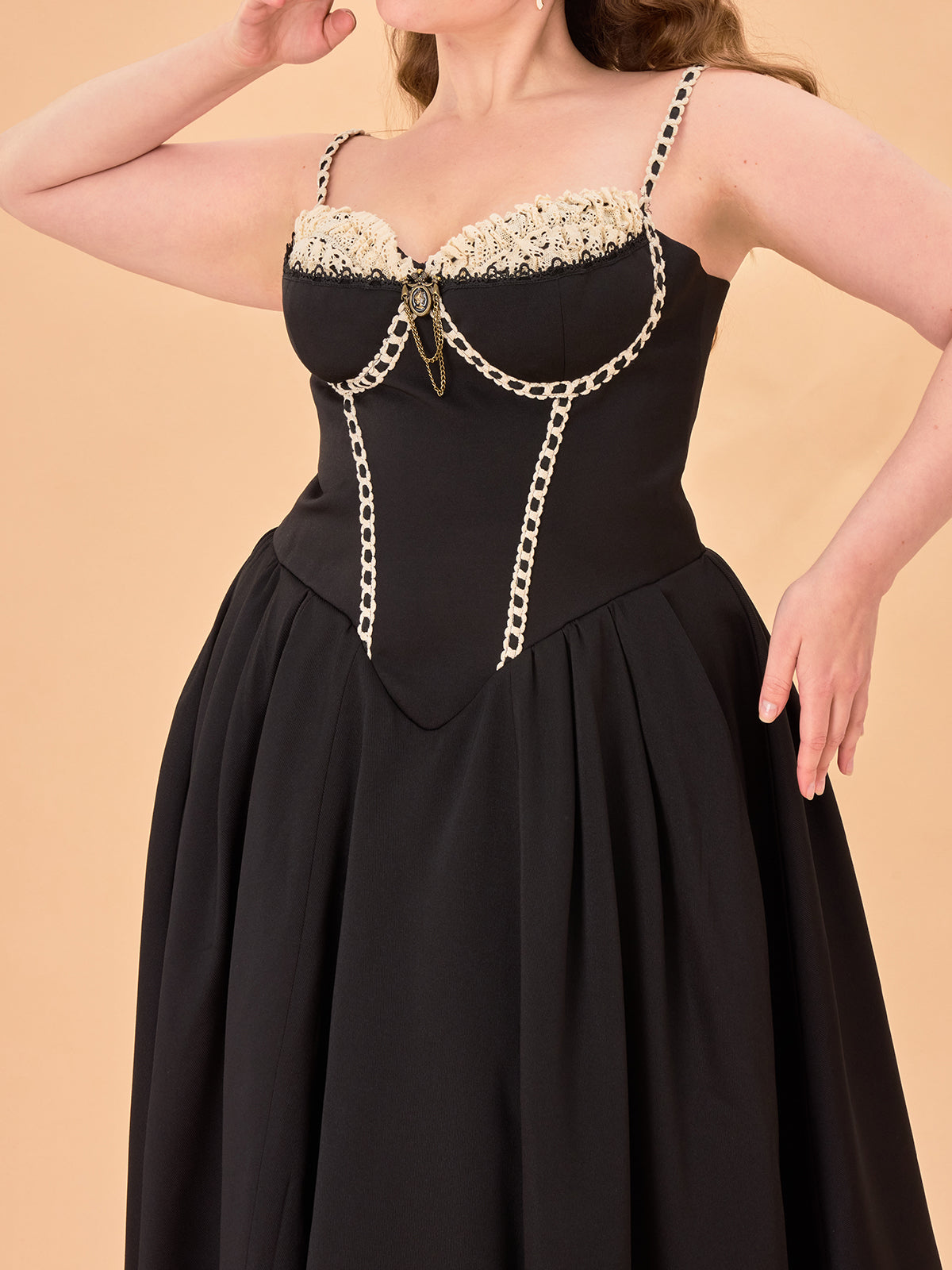 LaceMade - French Style Corset Little Black Dress Lace Trim Summer dress LaceMade