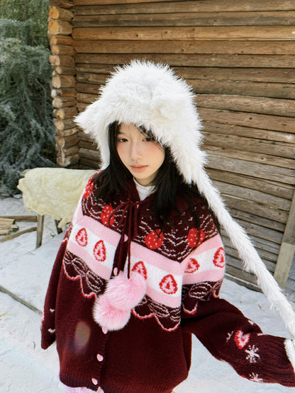 daytoday everyday institute - Strawberry Cake Fair Isle Cardigan cardigan daytoday everyday institute