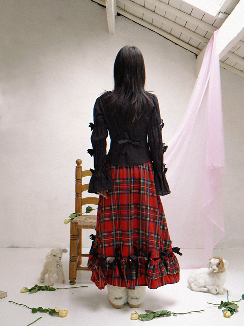 daytoday everyday institute - Girly Polka Dot Plaid Patchwork Shirt Slim Fit Long Sleeve shirt daytoday everyday institute