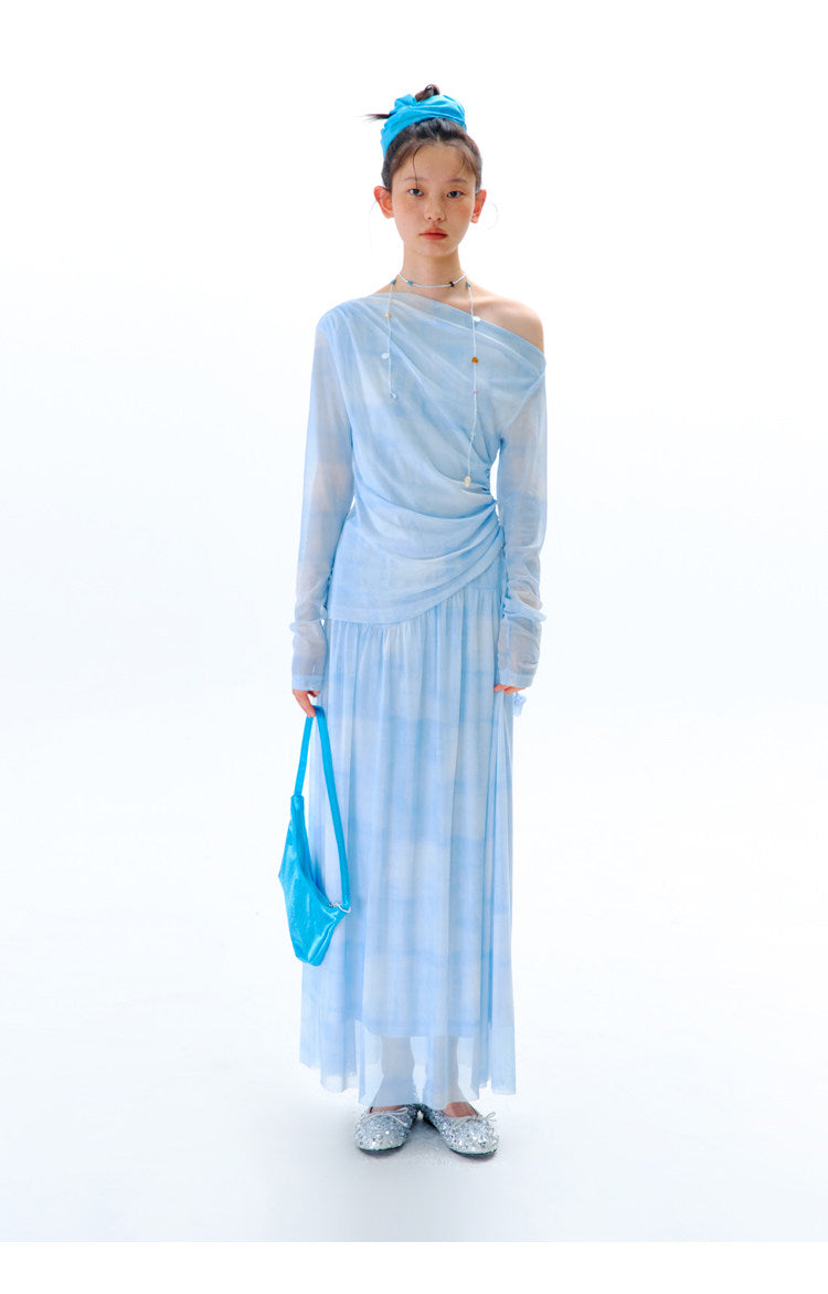 uare - Blue Gradient Cowl Neck Set set uare