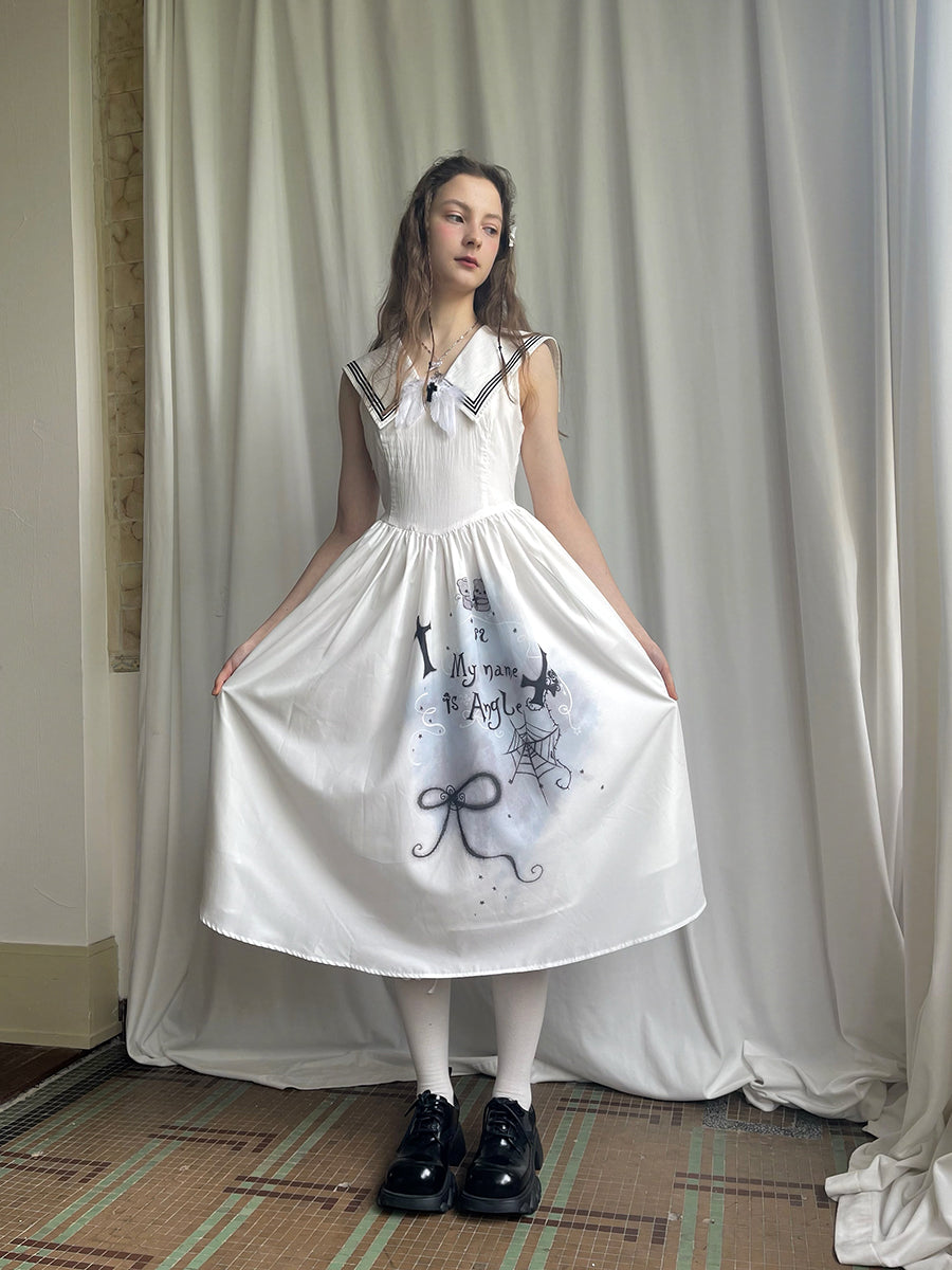 daytoday everyday institute - Kawaii Sleeveless Sailor Dress dress daytoday everyday institute