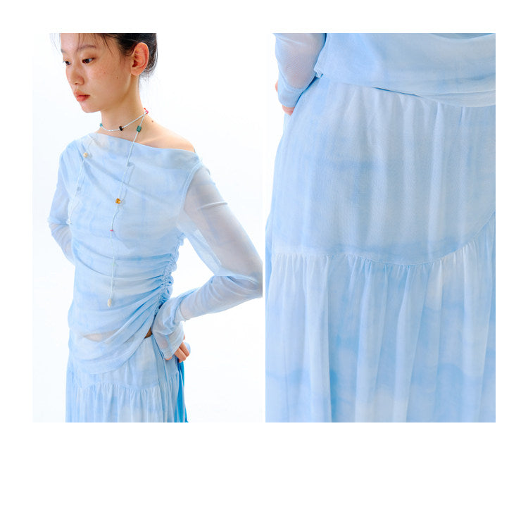 uare - Blue Gradient Cowl Neck Set set uare