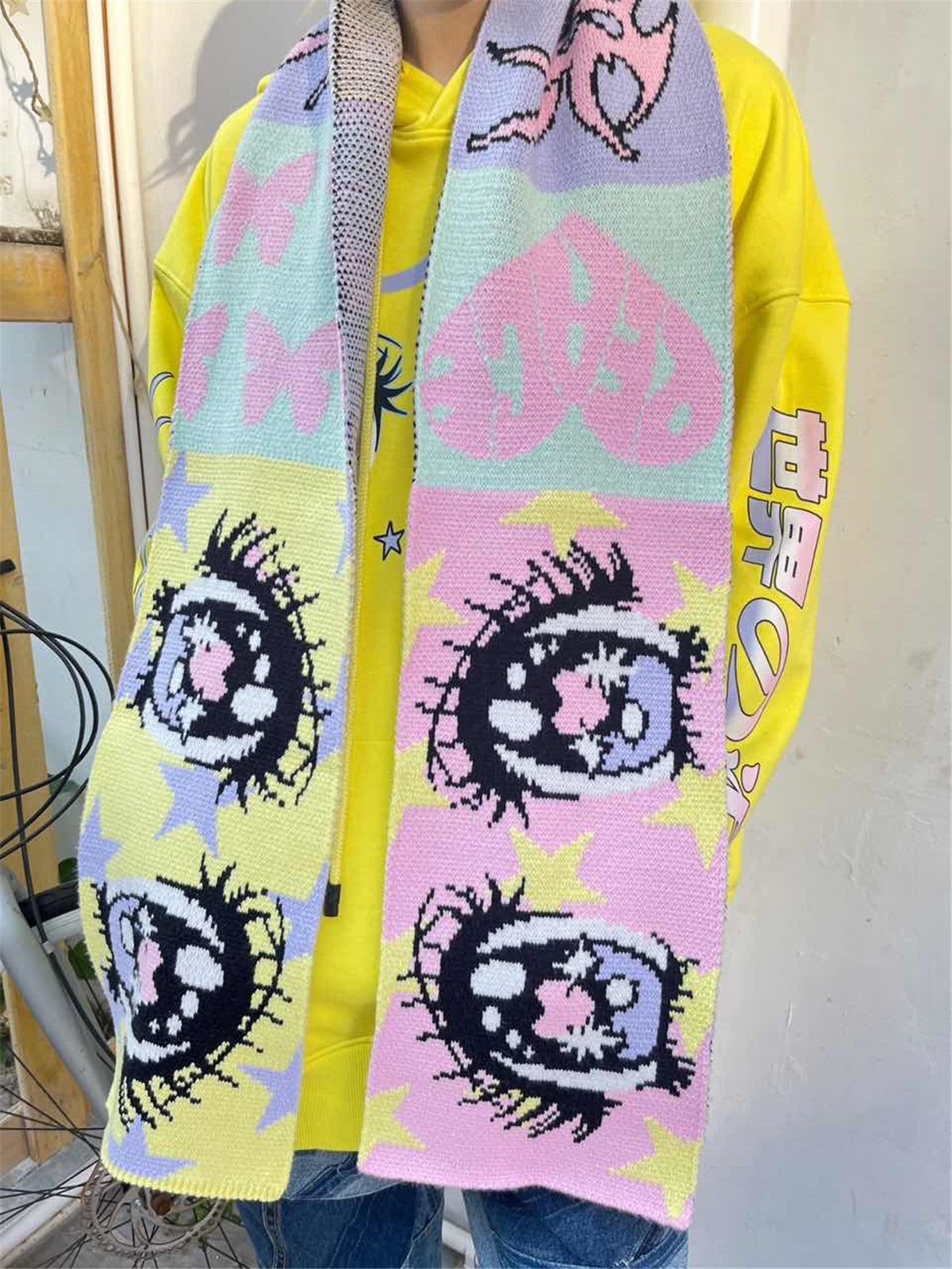 DeadEndKids - Decora Anime Eye Knit Scarf scarf DeadEndKids
