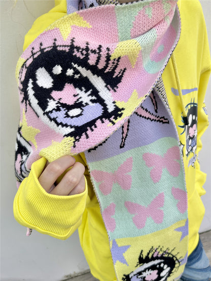 DeadEndKids - Decora Anime Eye Knit Scarf scarf DeadEndKids