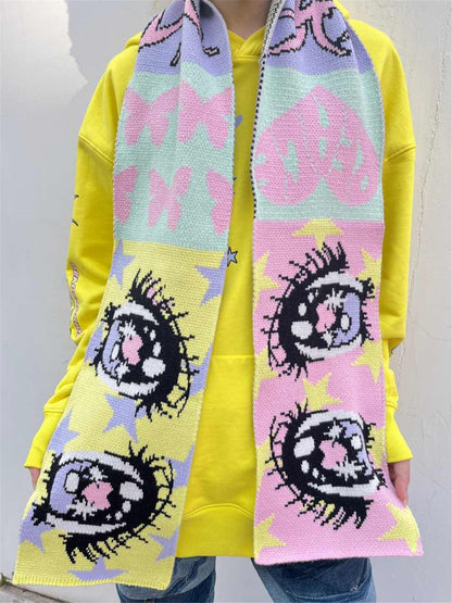 DeadEndKids - Decora Anime Eye Knit Scarf scarf DeadEndKids