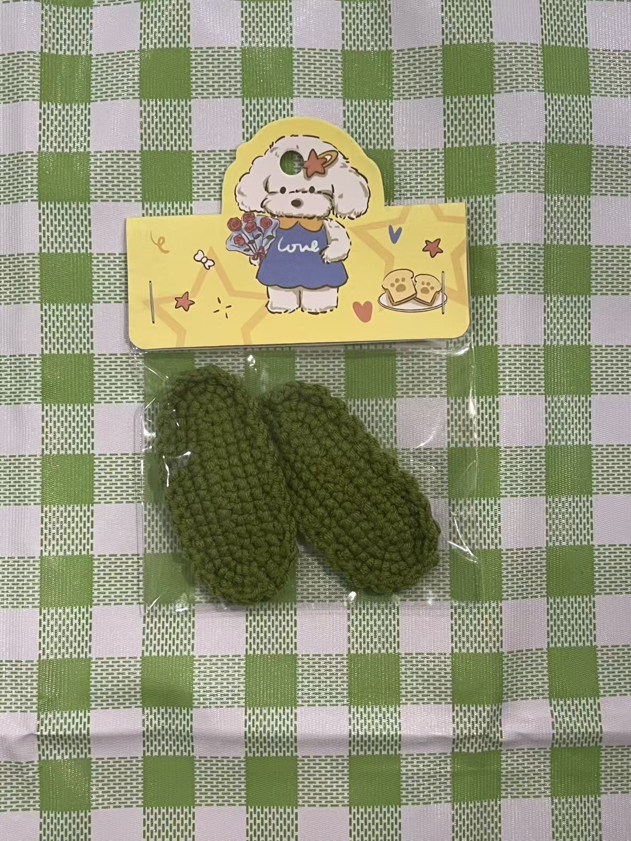 Handmade Kawaii Crochet Hair Clips Scrunchies Keychain hair clip Land Decora Green Hair Clip