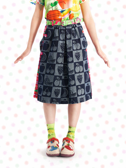 Harajuku Skirt Jacquard Denim Skirt skirt Fruits