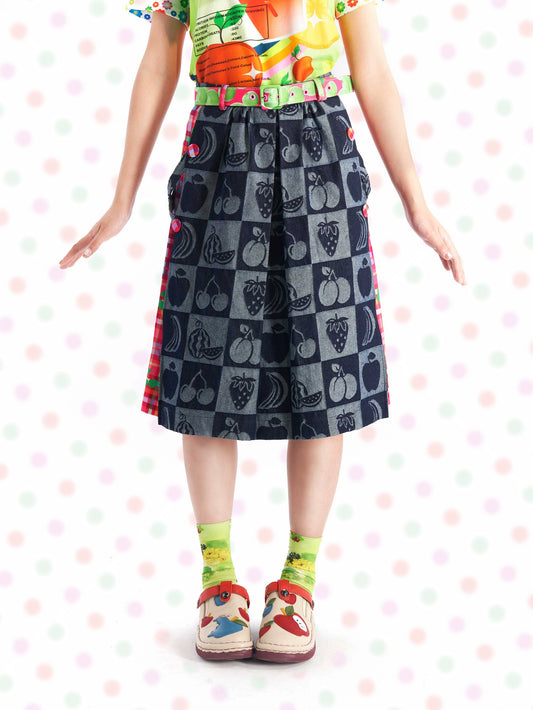 Harajuku Skirt Jacquard Denim Skirt skirt Fruits