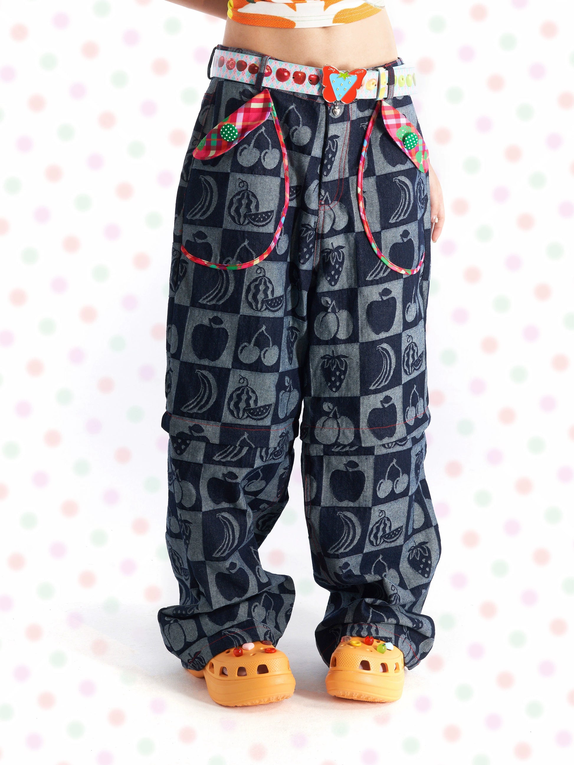 Harajuku Jeans Fruits Detachable Jeans pants Fruits