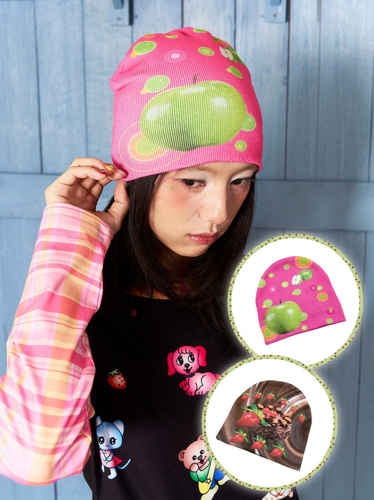 Harajuku Hat Knitted Stretch Beanie hat Fruits