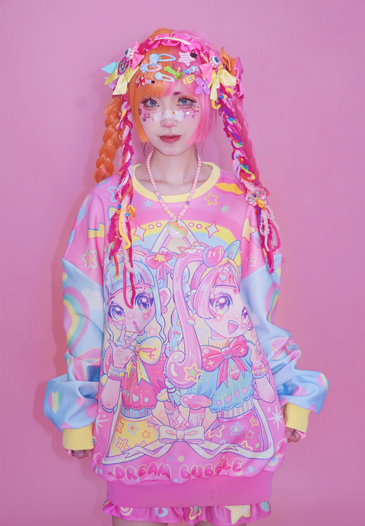 Dream Bubble Decora Fashion Shirt Macaron Print Sweatshirt Long Sleeve Sweatshirt shirt Dream Bubble