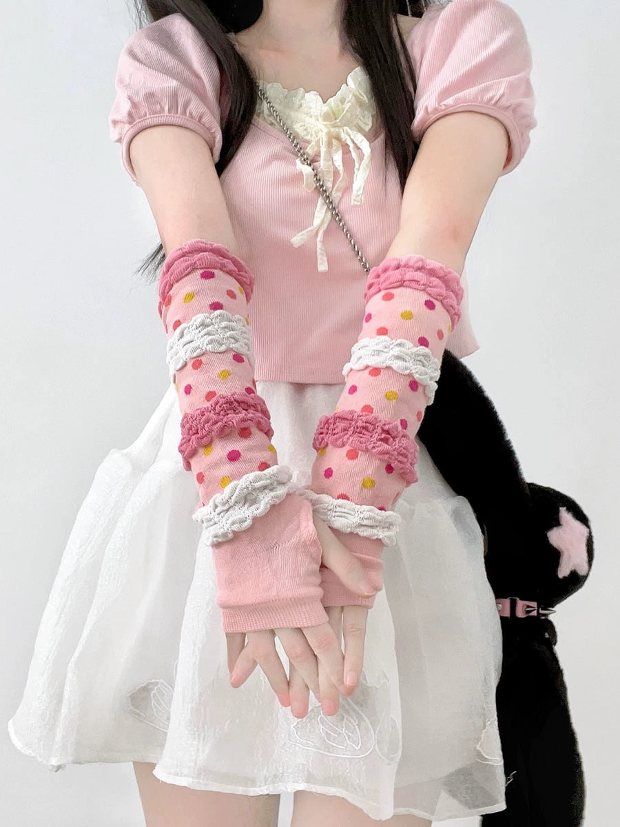 Harajuku Fashion Sleeves Pink Cute Sleeves Decora Accessory sleeves 2 bears