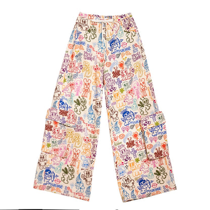 Iscreamcolour Graffiti Loose Pants Girly Fashion