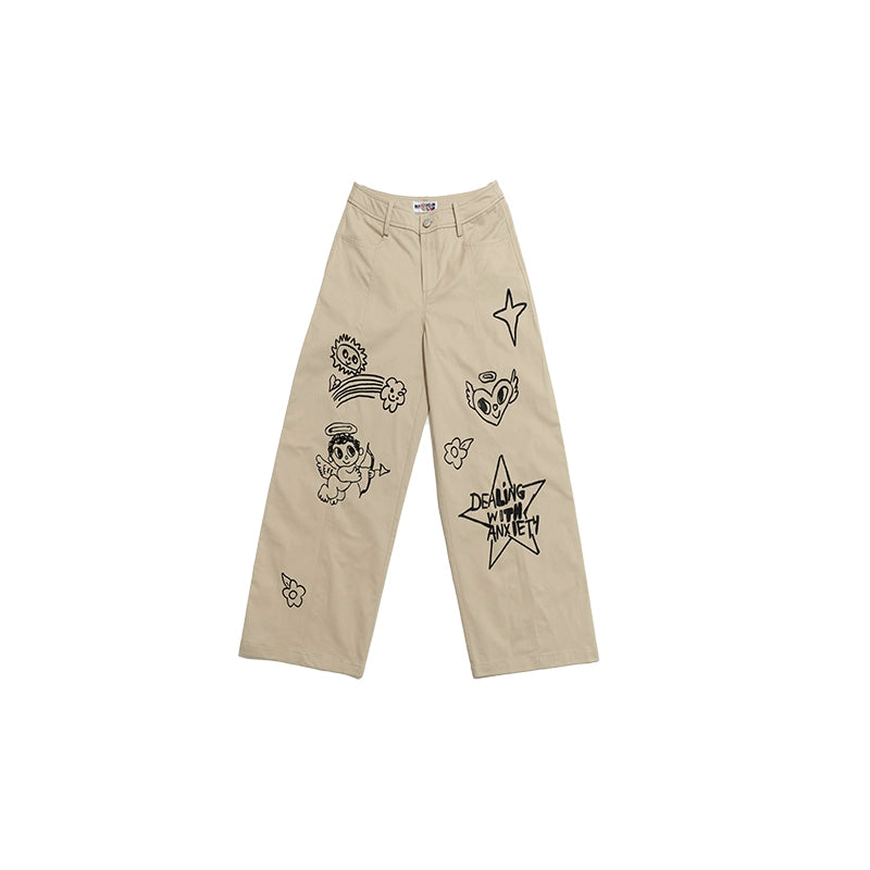 Iscreamcolour Khaki Print Pants Girly Fashion