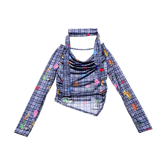 Iscreamcolour Plaid Shirt with Scarf Girly Fashion