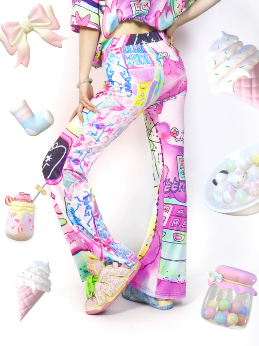 Leerroo Colorful Pants Decora Fashion Pants Summer Bell-bottoms pants Leerroo