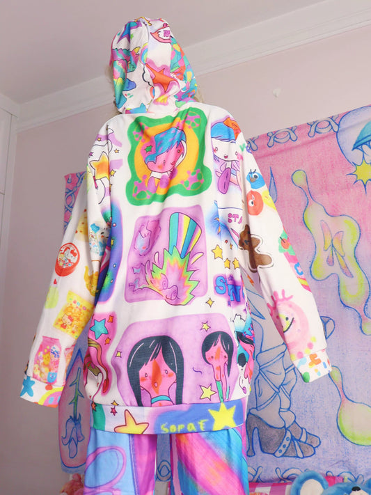 Leerroo Decora Hoodie Chic Printed Colorful Hoodie Woman Street Fashion hoodie Leerroo