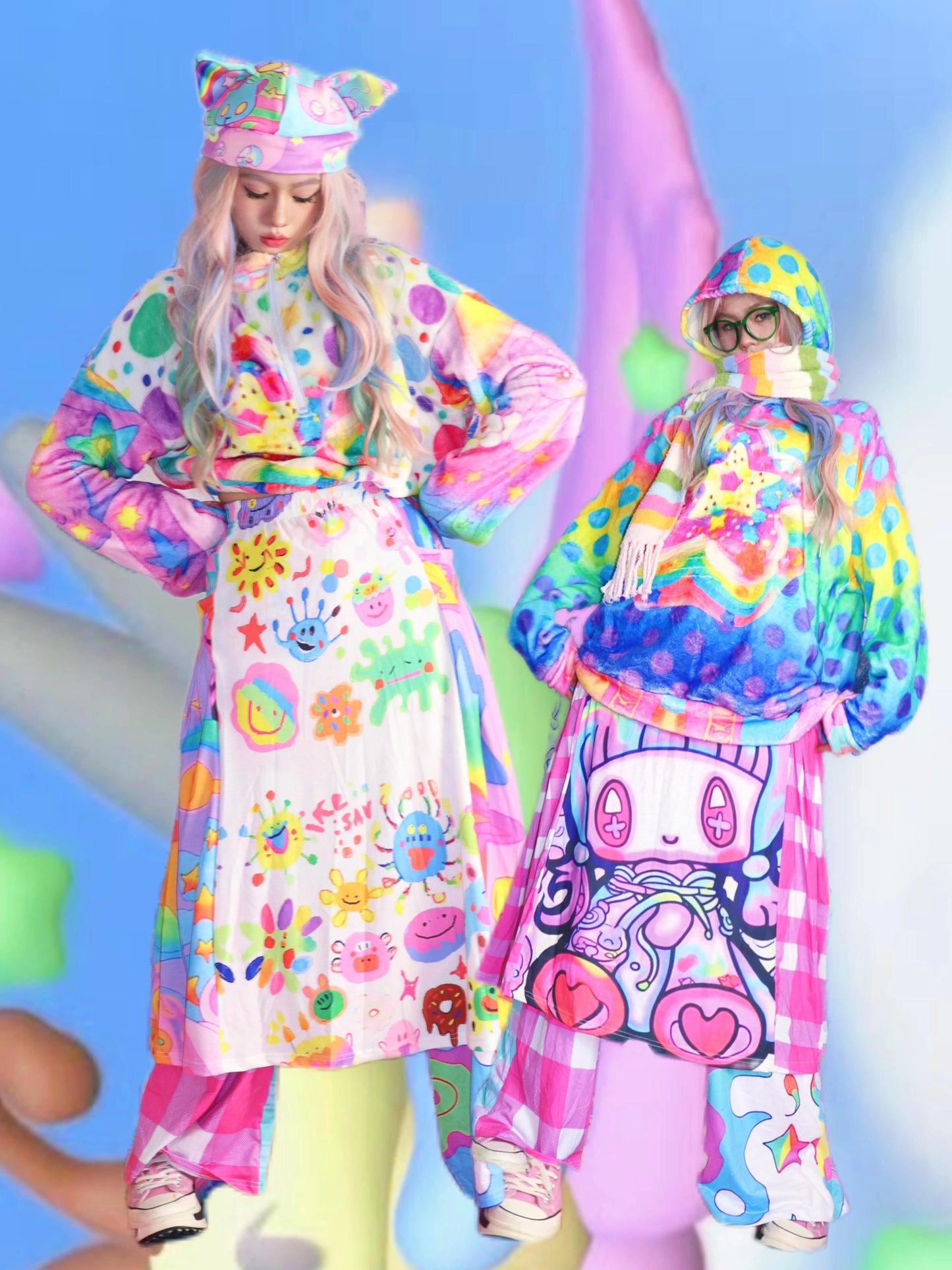 Leerroo Decora Fashion Skirt Colorful Elastic Skirt Harajuku Fashion skirt Leerroo