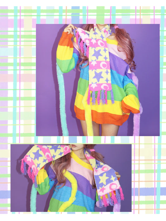 Leerroo Decora Scarf Star Kintted Scarf Winter Bright Scarf scarf Leerroo