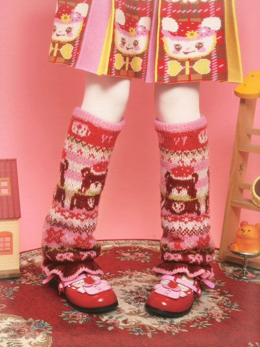 Harajuku Leg Warmer Bear Stripes Leg Warmer Decora Kei Leg Warmer socks Lutra Jump