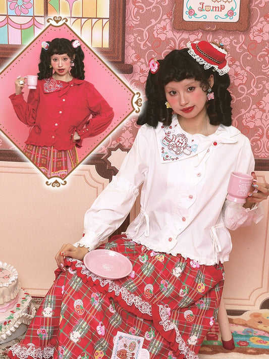 Harajuku Shirt Embroidery Shirt Decora Kei Shirt Versatile Shirt shirt Lutra Jump