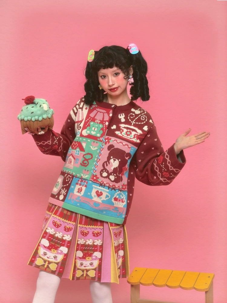 Harajuku Sweater Wine Brown Loose Knit Sweater Decora Kei Sweater sweater Lutra Jump