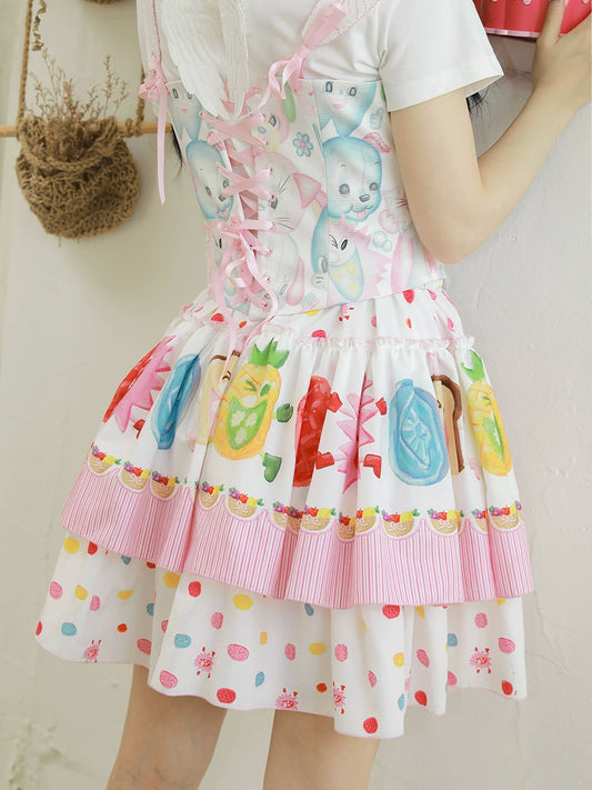 Meugler Colorful Happy Fruity Skirt Candy Pleated Skirt skirt Meugler