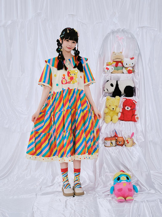 Harajuku Dress Lovely Rainbow Dress Decora Fashion Rainbow Dress dress Nikkou home