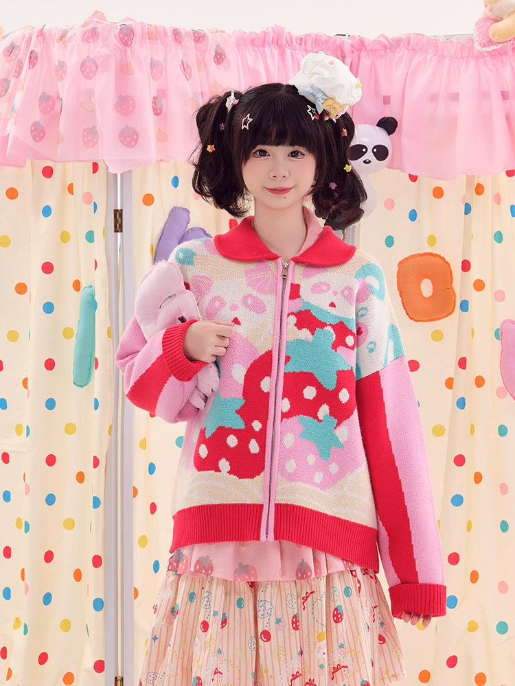 Harajuku Cardigan Pink Panda Cardigan Decora Fashion Cardigan cardigan Nikkou home