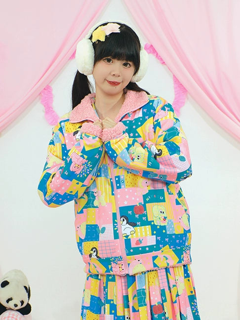 Harajuku Jacket Print Reversible Jacket Decora Fashion Jacket jacket Nikkou home