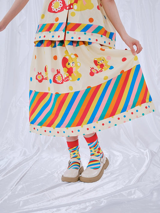 Harajuku Skirt Rainbow Print Skirt Decora Fashion Skirt skirt Nikkou home