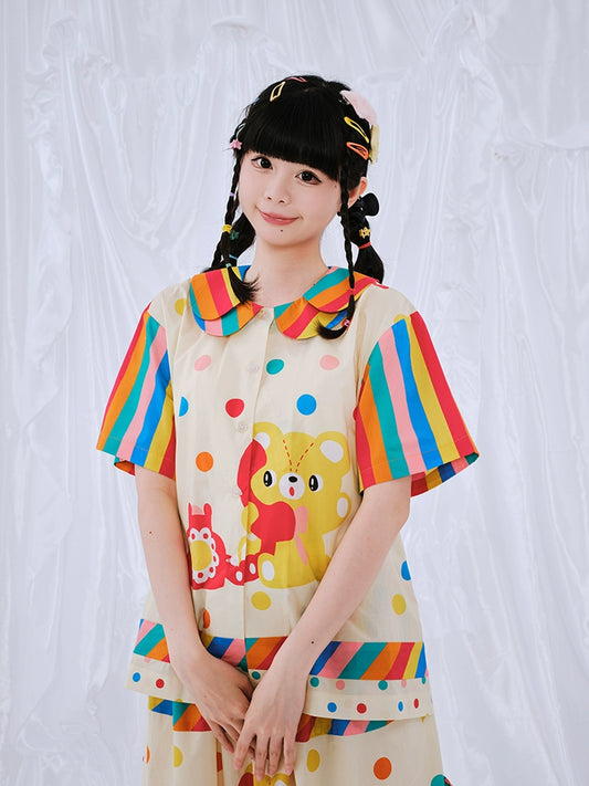 Nikkou Home Decora Fashion Rainbow Print Blouse