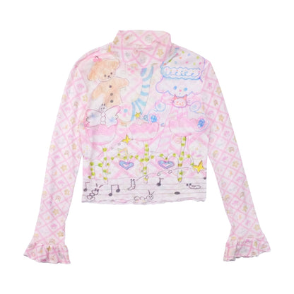 Meugler Decora Fashion Hand-painted Puppy Base Shirt Tulip Under Shirt