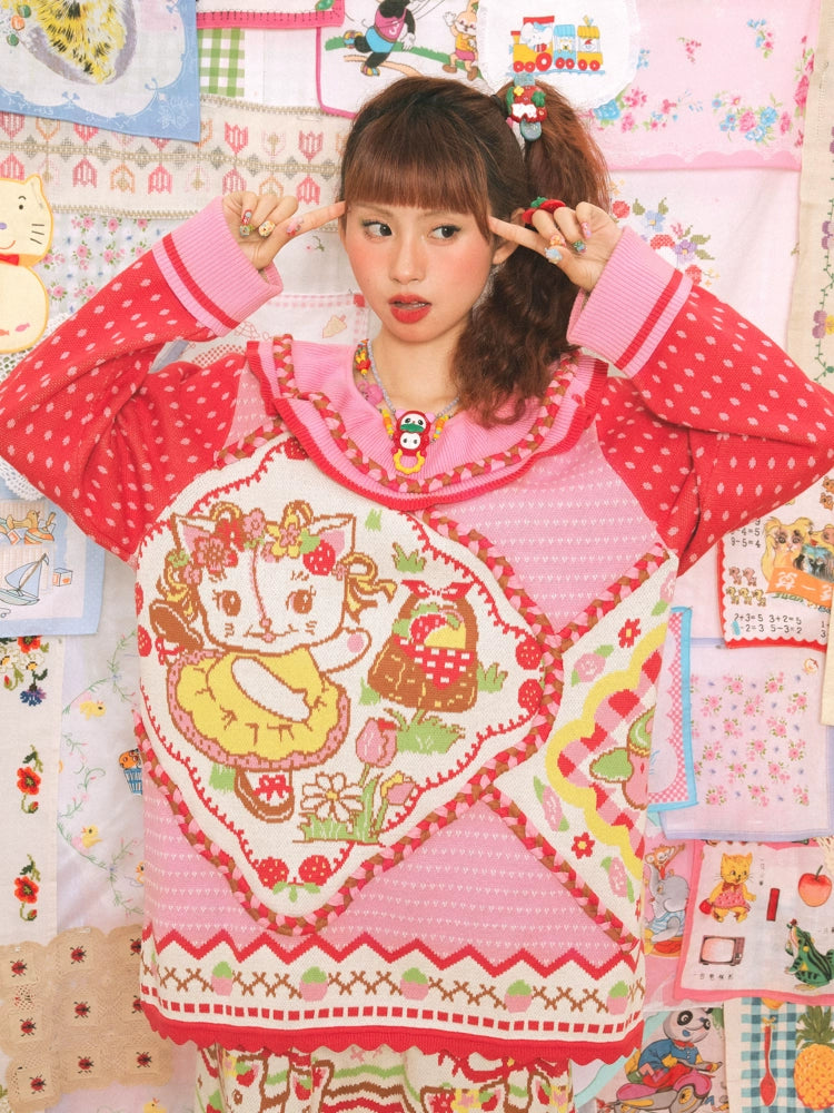 Lutra Jump Decora Fashion Kitten Knit Sweater