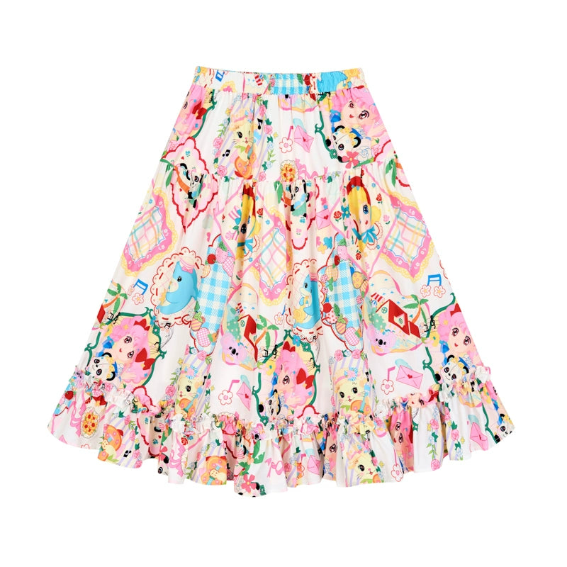 Lutra Jump Decora Fashion Cartoon Print Skirt