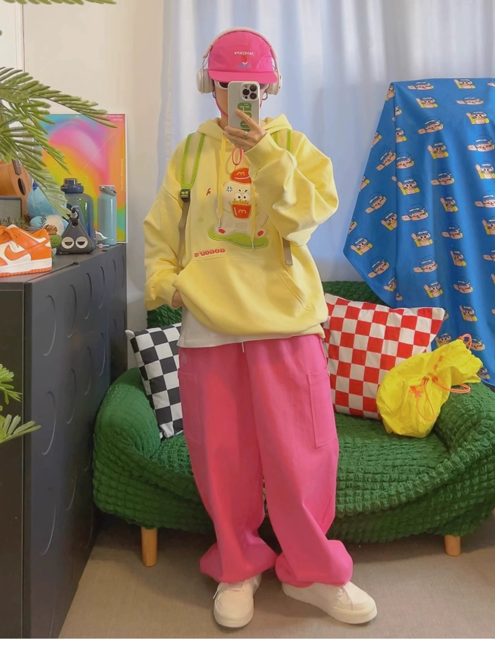 KURIOSITAET - KidCore Embroidered Yellow Hoodie hoodie KURIOSITAET