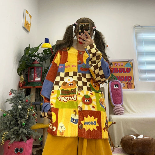 Kidcore Sweater – Colorful Burger Print sweater BIBULU